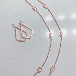 Kellie Rose Gold Long Necklace in Ivory Pearl